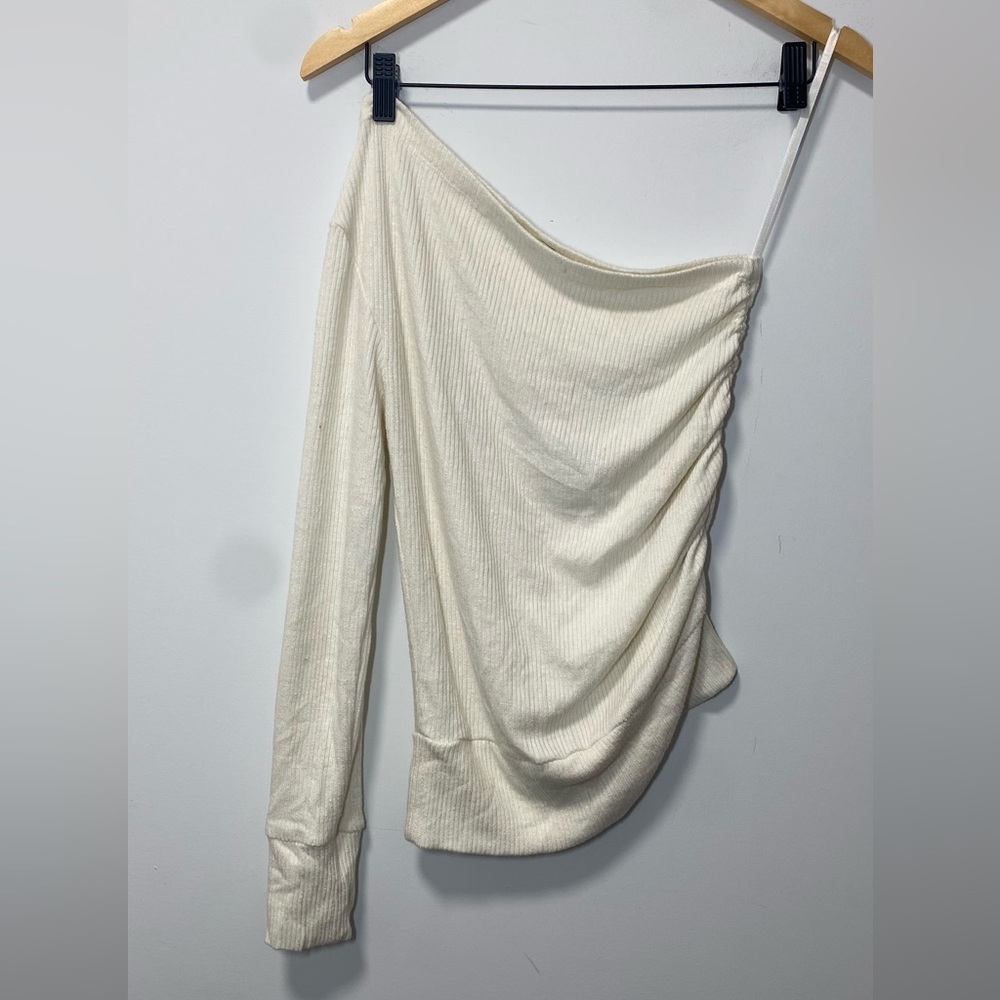 LNA Asymmetrical Off Shoulder Top Creamy/White size S - Picture 6 of 8